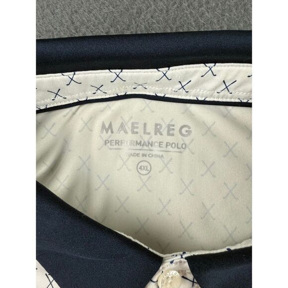 Maelreg Shirt Men's 4XL White Performance Polo Golf Clubs All‎ Over Print AOP - Picture 3 of 12